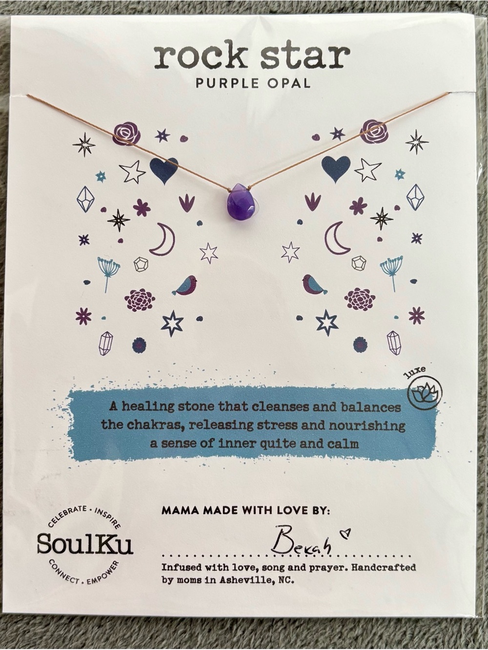 SoulKu Purple Opal Healing Stone Necklace
